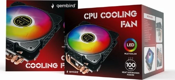 GEMBIRD CPU aušinimo ventiliatorius Huracan ARGB X140 12cm 100W daugiaspalvis LED 4 kontaktų