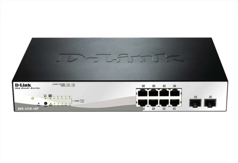 Šakotuvas D-LINK 10-Port Layer2 PoE Smart Managed Gigabit Switch dlink žalias 3.0 8x 10/100/1000Mbit/s TP RJ-45 PoE prievadas 802.3af/at