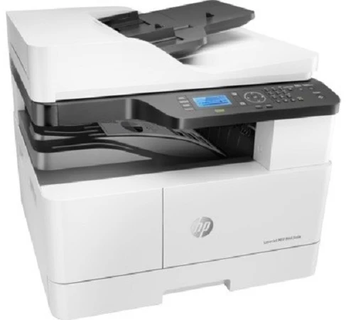 Hewlett Packard (HP) HP LaserJet MFP M443nda AIO All-in-One Spausdintuvas - A3 Mono lazerinis, Spausdinti/Kopijuoti/Nuskaityti, Automatinis dokumentų tiektuvas, Auto-Duplex, LAN, 25psl/min, 2000-5000 puslapių per mėn.