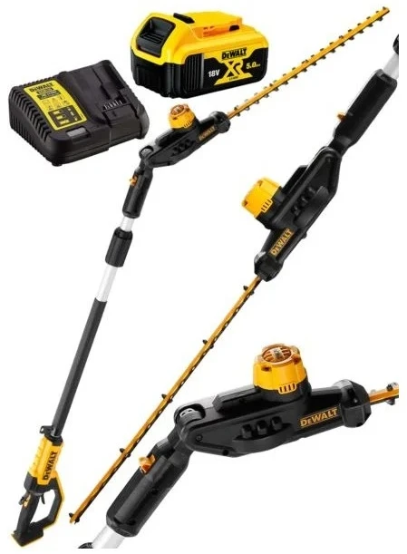 DEWALT akumuliatorinės gyvatvorių žirklės ilgu kotu DCMPH566P1 18V 55cm 1x5,0Ah