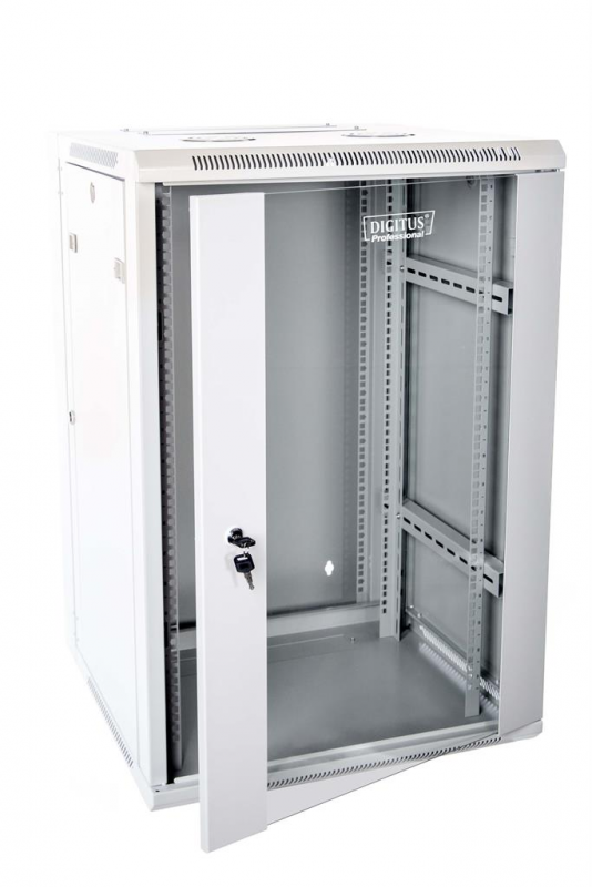 Assmann Electronic DIGITUS DN-WD19 18U/600 Sieninė dvisekcija Spintelė 19 18U 901/600/600 stiklinis pilkas montuojamas