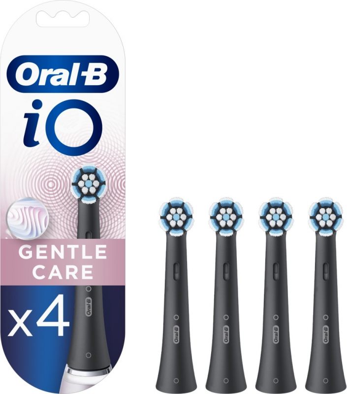 Braun SB-4 Oral-B iO Gentle Care Juodas keičiamos dantų šepetėlio galvutės 4 vnt.