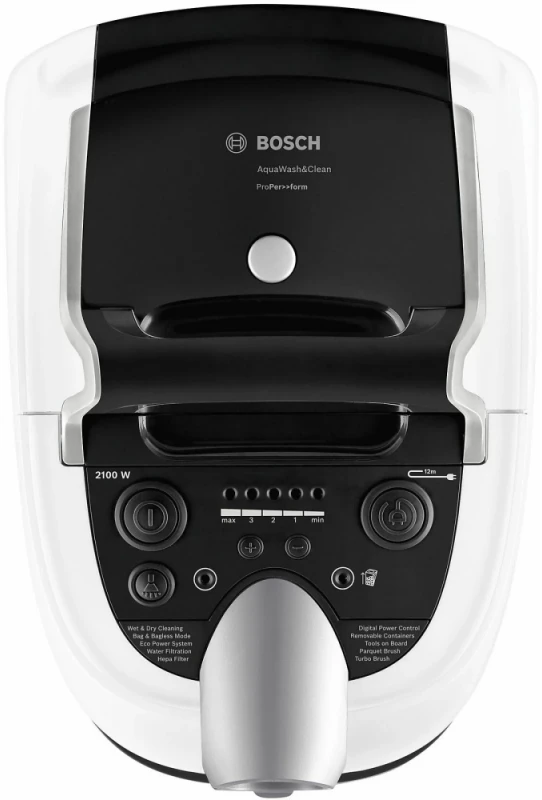 Sauso ir drėgno valymo dulkių siurblys Bosch AquaWash & Clean BWD421POW, 2100 W, Juodos ir raudonos spalvos