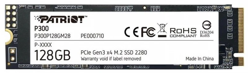 Kietasis vidinis diskas Patriot P300 M.2 PCIe Gen 3 x4 128GB SSD