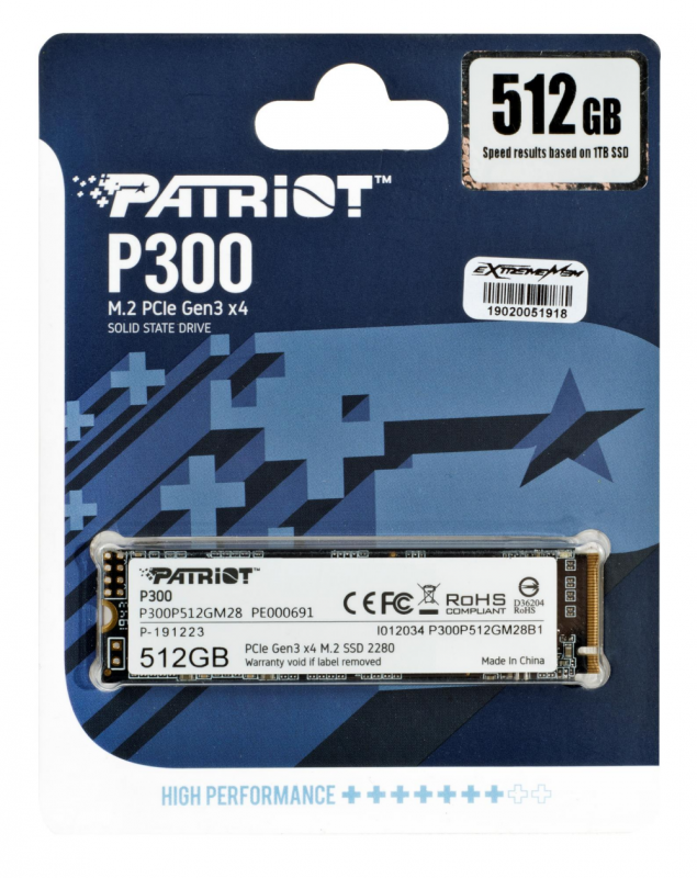 Kietasis vidinis diskas Patriot P300 M.2 PCIe Gen 3 x4 512GB SSD