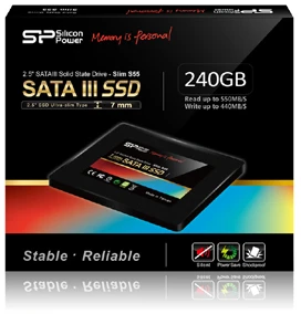 Silicon Power | Slim S55 | 240 GB | Solid-state drive sąsaja SATA | Skaitymo greitis 550 MB/s | Rašymo greitis 450 MB/s