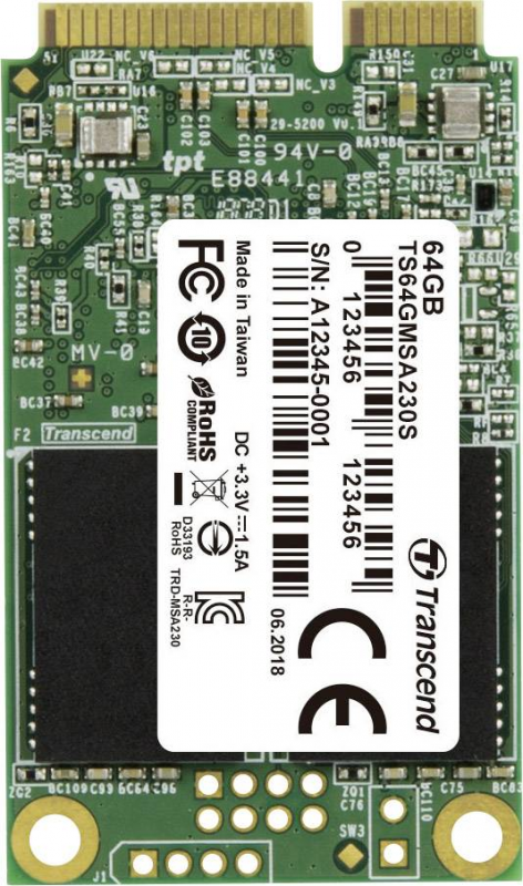 TRANSCEND 64GB mSATA SSD SATA3 3D TLC
