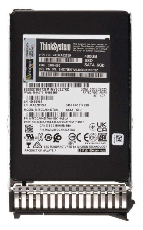 LENOVO THINKSYSTEM 2.5" 5400 PRO 480GB READ INTENSIVE SATA 6GB HS SSD