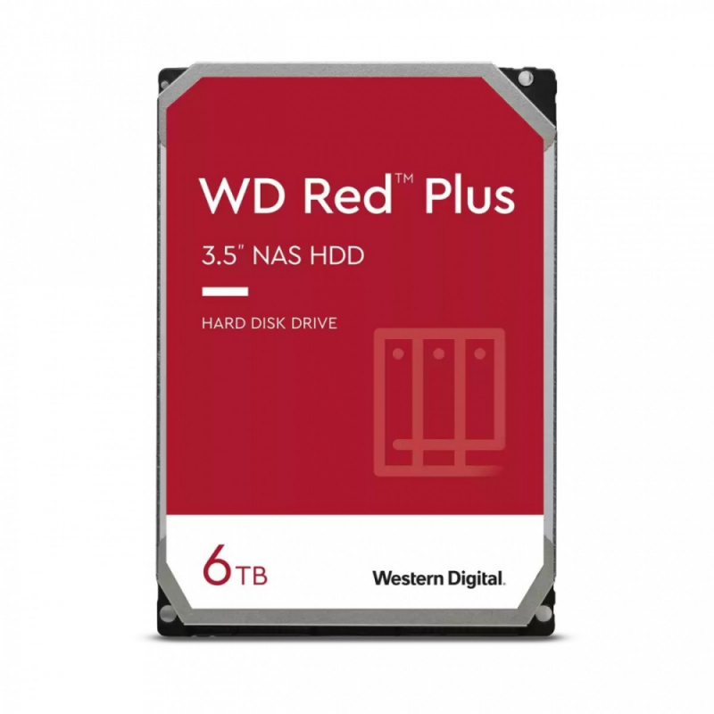 Sandisk WD Raudona Plus 6TB SATA 6Gb/s 3.5 colio 258MB cache vidinis HDD diskas, urmu
