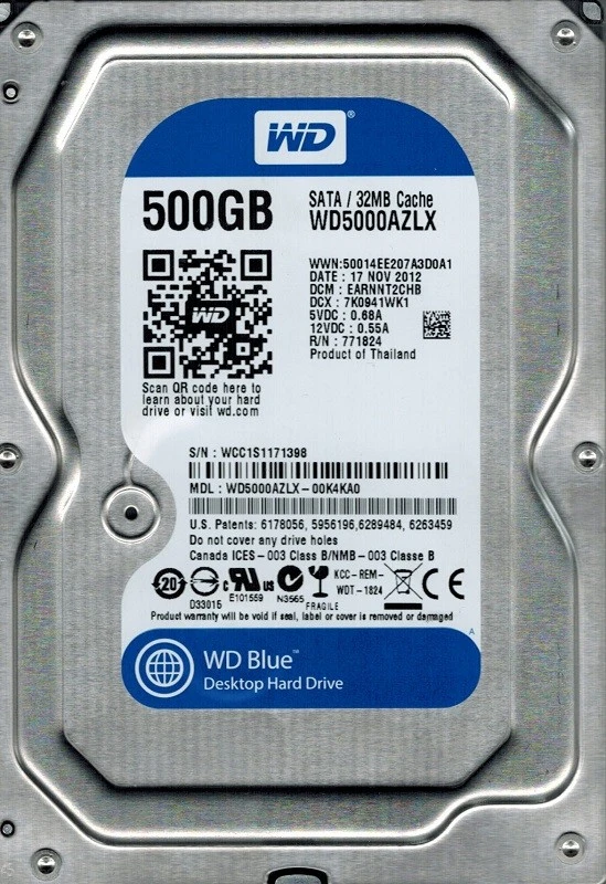 Sandisk WD Mėlyna 500GB SATA 6Gb/s HDD Desktop