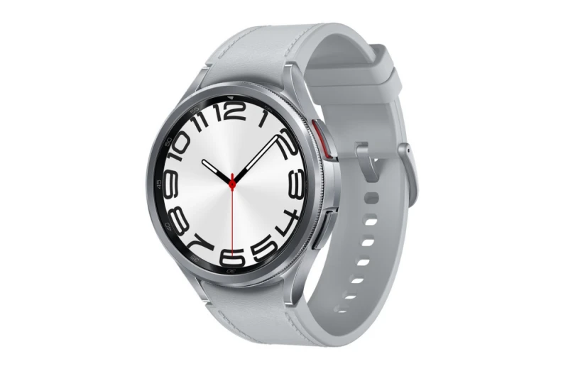 Išmanusis laikrodis Samsung Galaxy Watch 6 Classic LTE, 47 mm, Sidabrinės spalvos korpusas su pilkos spalvos dirželiu