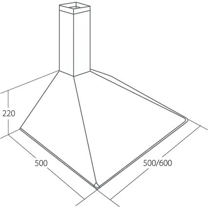 Cooker hood chimney AKPO WK-5 SOFT 50 Baltas (159,7 m3/h, 500mm, baltos spalvos)