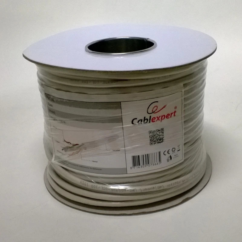 GEMBIRD UPC-6004-L/100 Gembird UTP suvytas kabelis, kat. 6, CCA 100m, pilka