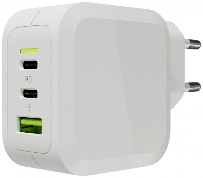 Green Cell Žalias Cell Žalias Cell įkroviklis 65W GaN GC PowerGan - 2x USB-C, 1x USB-A - baltas