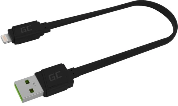 Žalias Cell GREENCELL KABGC02 GCmatte Lightning Plokščias kabelis 25 cm su greitu įkrovimu Apple 2.4A