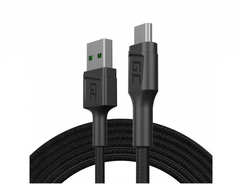Green Cell Žalias Cell GREENCELL laidas GC PowerStream USB-A – Micro USB 120cm Ultra Charge QC 3.0