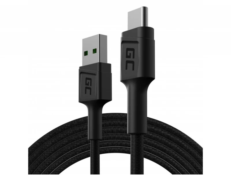 Green Cell Žalias Cell GREENCELL laidas GC PowerStream USB-A – USB-C 120cm Ultra Charge QC 3.0