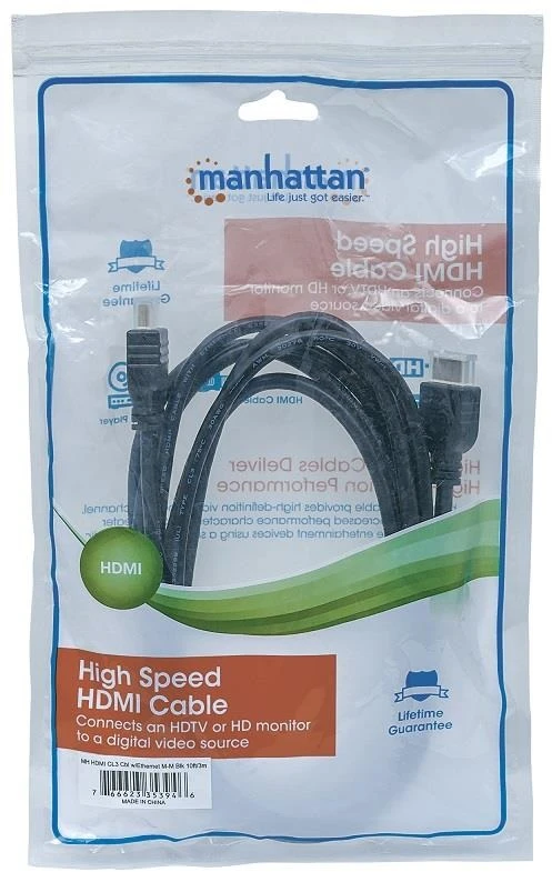 Manhattan 353946 HDMI kabelis 3 m HDMI A tipo (standartinis) Juoda
