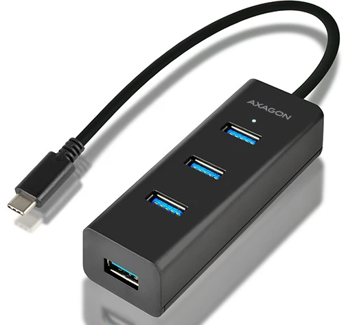 AXAGON HUE-S2C 4x USB3.0 įkrovimo šakotuvas, MicroUSB įkrovimo jungtis, C tipo