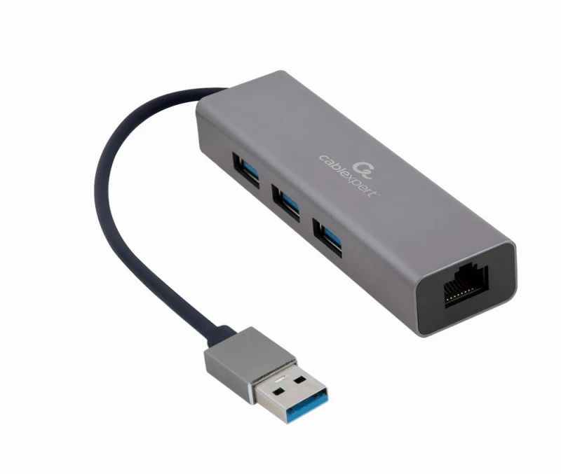 Gembird Cablexpert | USB AM gigabito tinklo adapteris su 3 prievadų USB 3.0 šakotuvu | A-AMU3-LAN-01