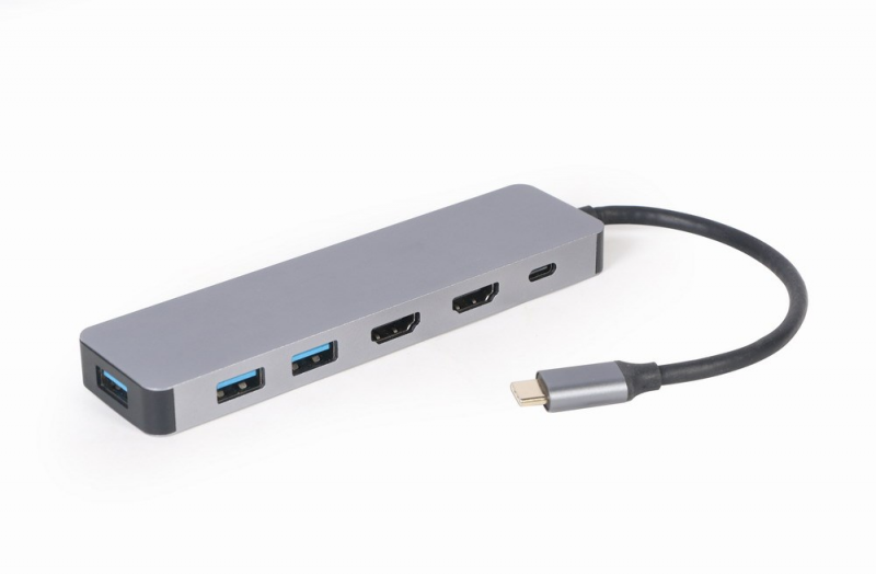 GEMBIRD A-CM-COMBO3-03 kelių prievadų adapteris C tipo USB 3in1 šakotuvas + HDMI + PD