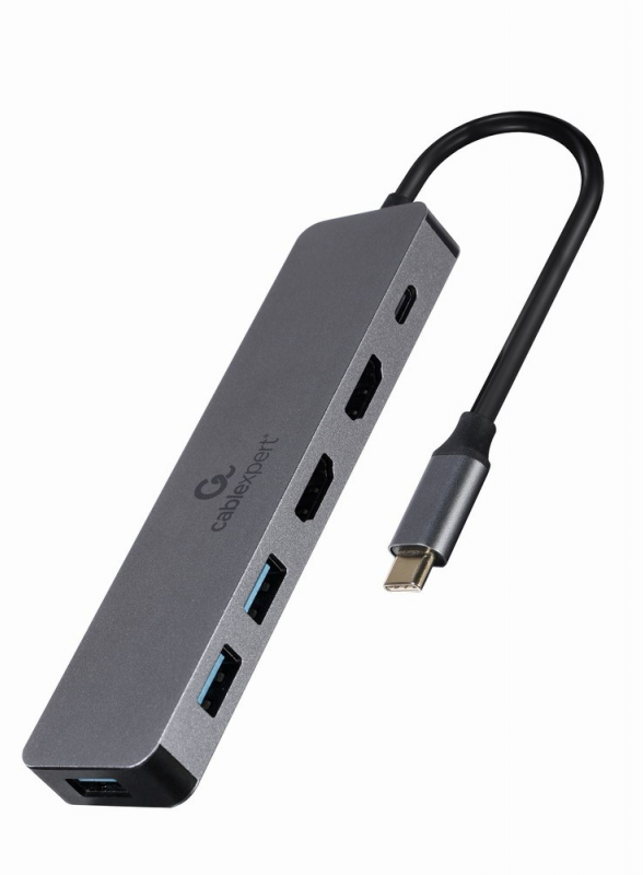 GEMBIRD A-CM-COMBO3-03 kelių prievadų adapteris C tipo USB 3in1 šakotuvas + HDMI + PD