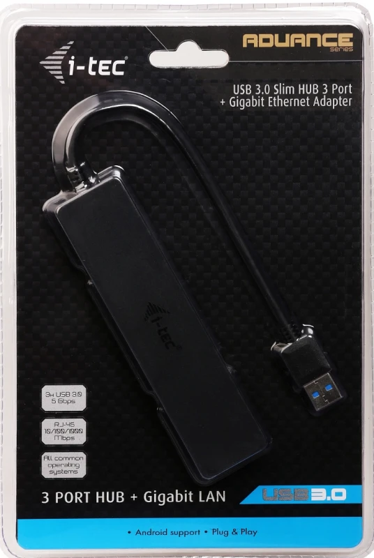 I-tec Advance U3GL3SLIM sąsajos šakotuvas USB 3.2 Gen 1 (3.1 Gen 1) Type-A Juoda