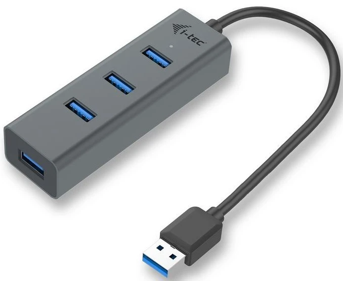 I-tec Metal U3HUBMETAL403 sąsajos šakotuvas USB 3.2 Gen 1 (3.1 Gen 1) Type-A 5000 Mbit/ai Pilka