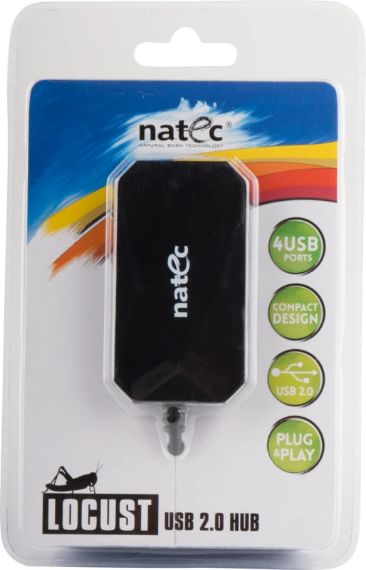 NATEC NHU-0647 USB HUB 4-Port LOCUST USB 2.0 Juodas