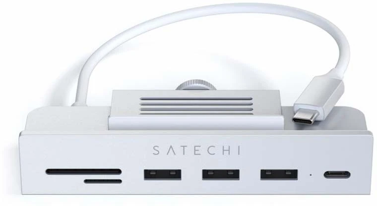 Adapteris HUB USB C Satechi for iMac M1 2021 24" and 27" Studio Ekranas 2022 ST-UCICHS sidabrinis