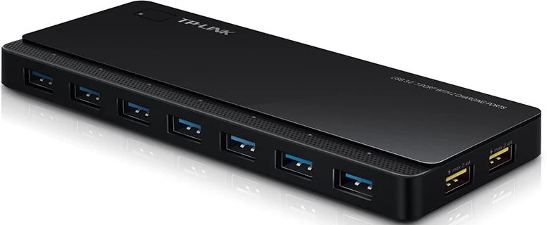 TP-LINK 7 jungtys USB 3.0 Hub su 2 maitinimo įkrovikliais jungtys 2.4A Max Desktop ir 12V/4A maitinimo adapteris