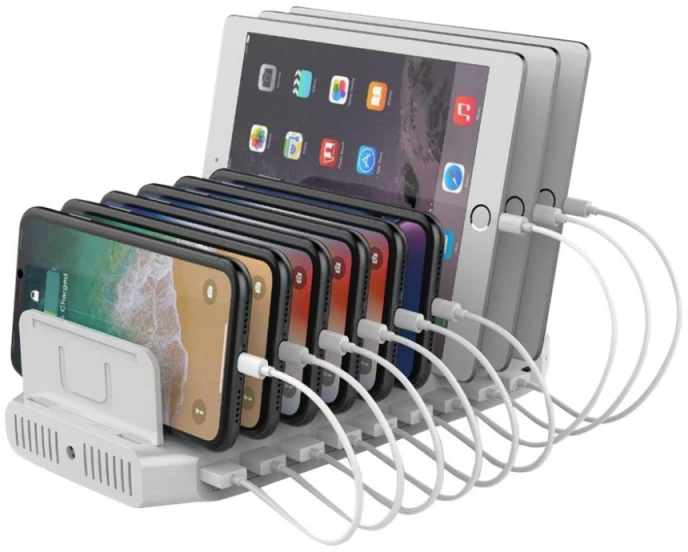 UNITEK Y-2190 įkrovimo stotelė 8x USB 2.4A 160W 2x QC3.0 USB-C Y-2190