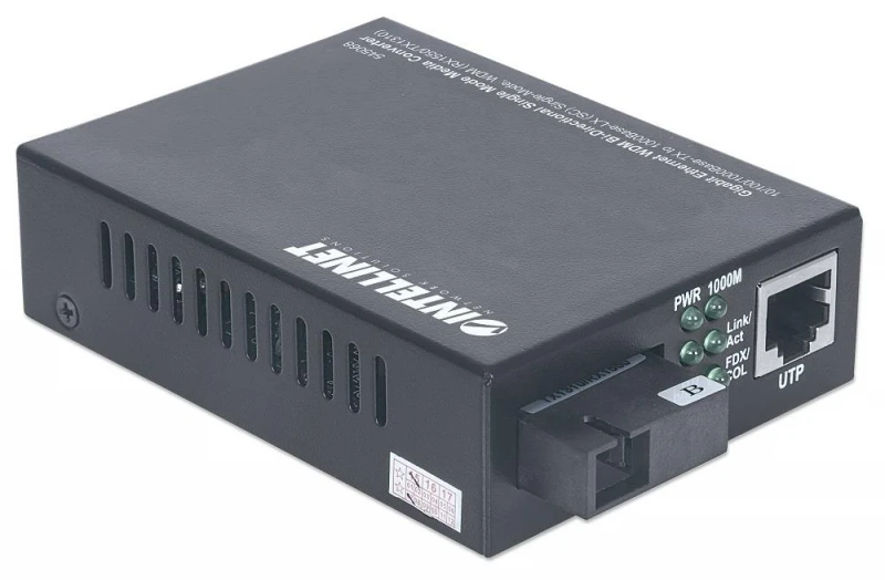 Intellinet 545068 tinklo medijos keitiklis 1000 Mbit/ai Vienas režimas Juoda