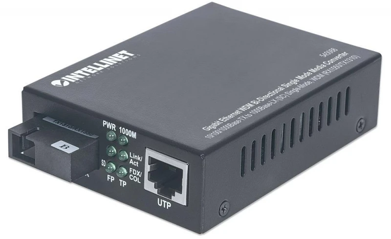 Intellinet 545068 tinklo medijos keitiklis 1000 Mbit/ai Vienas režimas Juoda