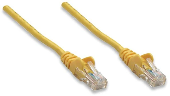 Intracom INTELLINET tinklo kabelis Cat5e U/UTP 2,0m 7ft. Geltona RJ-45 Vyriški / RJ-45 Vyriški Paauksuoti kontaktai Polibag