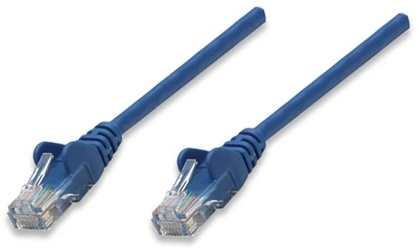 Intracom INTELLINET tinklo kabelis Cat5e U/UTP 2,0m 7ft. Mėlyna RJ-45 Vyriški / RJ-45 Vyriški Paauksuoti kontaktai Polibag