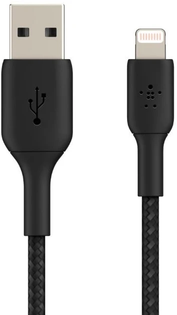 USB kabelis Belkin Boost Charge Braided USB-A to Lightning 1.0m juodas