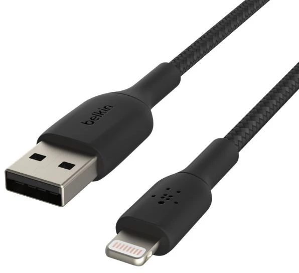 USB kabelis Belkin Boost Charge Braided USB-A to Lightning 1.0m juodas