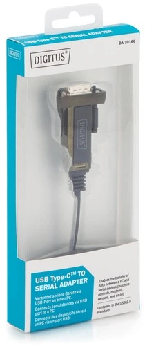 Assmann Electronic DIGITUS USB Type C 2.0 to serial Converter DSUB 9M 1m kabelio ilgis