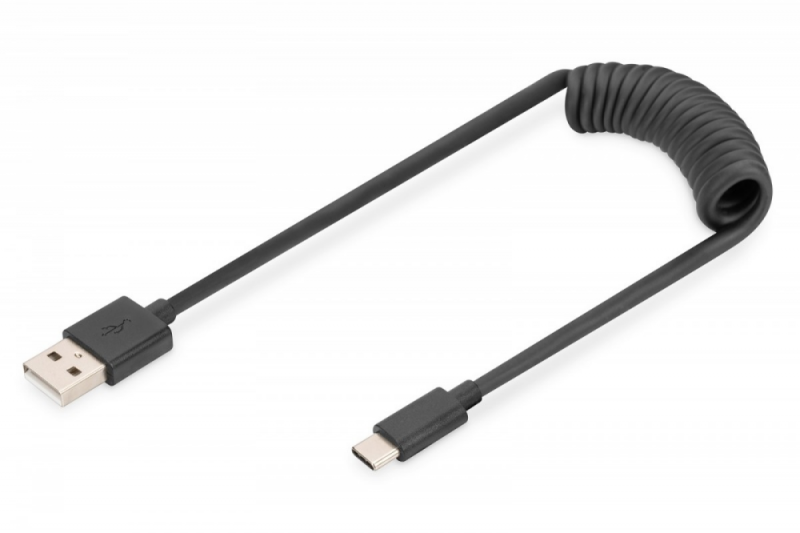 Digitus Skaitmenas | USB 2.0 tipo A į USB C spiralinis kabelis | AK-300430-006-S | USB-A į USB-C USB 2.0 Type A, kištukas | USB C, kištukas
