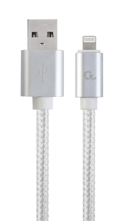 GEMBIRD CCB-mUSB2B-AMLM-6-S Gembird USB–8 kontaktų kabelis, medvilninis pintas, metalinės jungtys, 1,8 m, sidabrinis