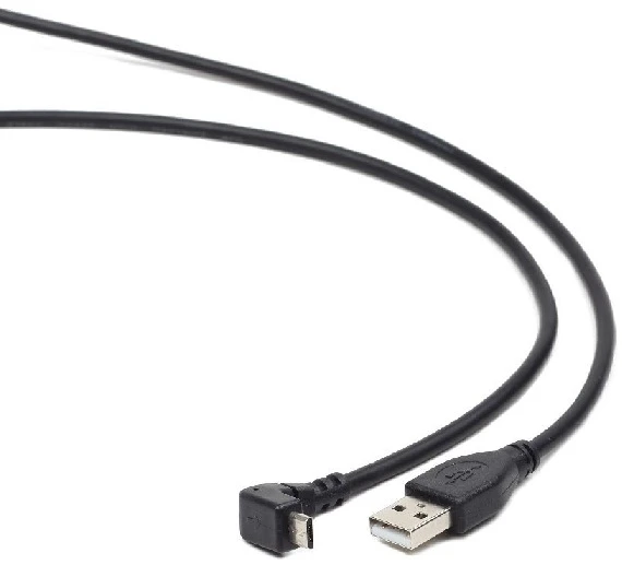 Gembird Cablexpert USB A - MicroUSB B, 1,8 m kampinis mikro-USB laidas, USB A, Micro-USB B, 1,8 m, Juodas