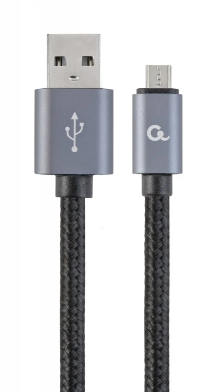 GEMBIRD CCB-mUSB2B-AMBM-6 Gembird cotton braided micro USB cable 2.0 AM-MBM5P 1.8M, metal connectors,juodas