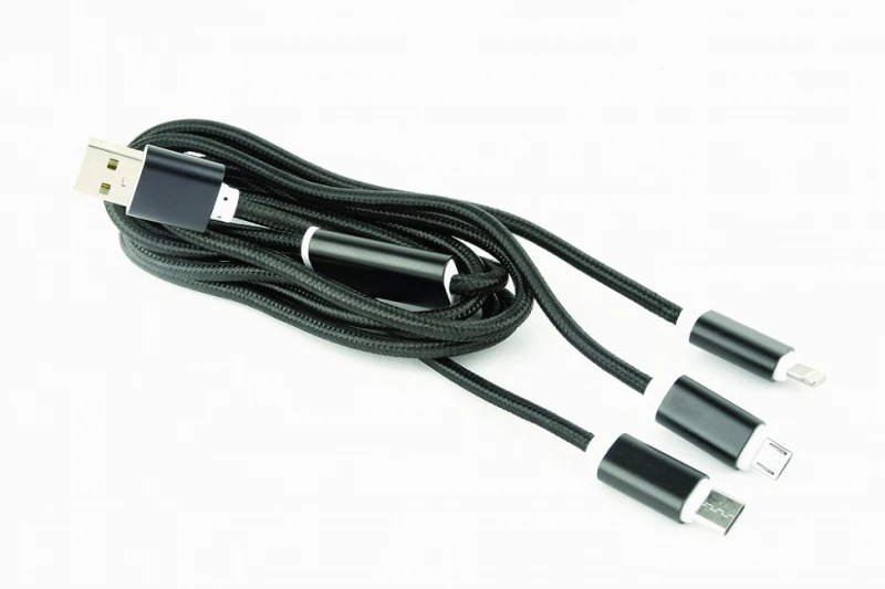 GEMBIRD CC-USB2-AM31-1M Gembird USB įkrovimo kombinuotas 3 viename laidas, juodas, 1m