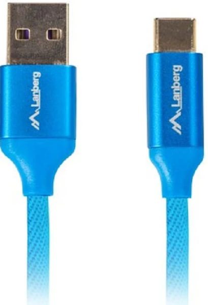 LANBERG CA-USBO-22CU-0010-BL laidas Premium Quck Charge 3.0 USB-C M A M 1m Mėlyna