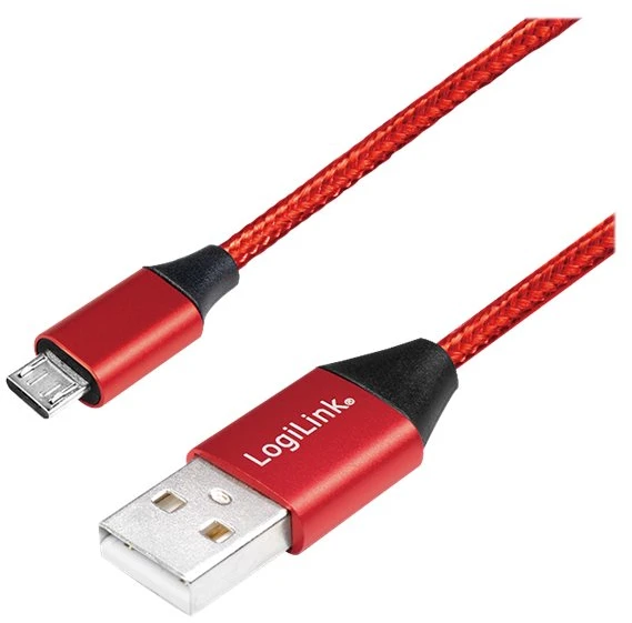 LOGILINK CU0151 – USB-A 2.0 laidas su mikro-USB kištuku, raudonas 0,3 m
