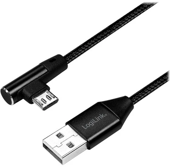 LOGILINK CU0142 LOGILINK – USB 2.0 į mikro-USB (90 kampu) kištukas, 1 m