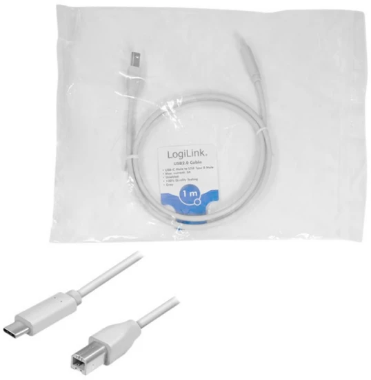 LOGILINK CU0160 LOGILINK - USB 2.0 jungties laidas, USB-C kištukinis lizdas iki USB-B kištukas, 1m