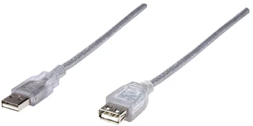 StarTech Intracom MANHATTAN didelės spartos USB prailginimo kabelis 3m sidabrinis USB Standartinis-A kištukas-USB Standard-A moteriškas Greitis iki 480 Mbps