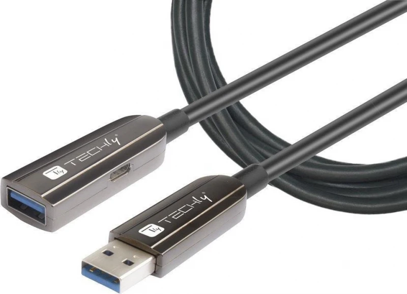 Kabelis USB Techly USB-C - USB-C 20 m Juodas (ICOC U3AMF-HY-020)